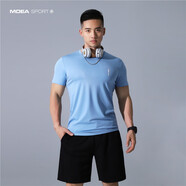 墨立方（MOEA）墨立方高級絲光棉男士短袖T恤冰感夏季衣服純色打底衫運動(dòng)體恤潮 淺藍 180/100A/XL