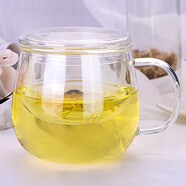 禾艾蘇（heisou） 玻璃杯帶過濾內(nèi)膽泡茶杯辦公杯三件套杯時尚水杯耐熱玻璃杯子 圓趣杯580ml