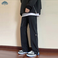 頂峰保羅（Dingfengbaoluo）潮牌休閑褲男工裝高街直筒潮流運動(dòng)戶(hù)外速干長(cháng)褲子Y10035黑色5XL