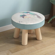 人文成家實(shí)木矮凳沙發(fā)凳坐墩創(chuàng  )意布藝小凳子換鞋凳玄關(guān)儲物凳子客廳圓凳 孔雀