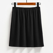 buupnn不起靜電全棉針織內襯裙防透光打底半身a字里襯裙 黑色短款 L （推薦腰圍74-80cm）