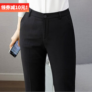 DGPZ正裝褲女商務(wù)休閑西裝褲女直筒長(zhǎng)褲顯瘦工裝褲W08903 黑色長(zhǎng) M