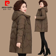 皮爾卡丹（pierre cardin）反季清倉媽媽裝棉衣女中長(cháng)款寬松大碼洋氣棉服冬季外套加厚棉襖潮 咖啡色 2XL 建議135-150斤