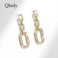 Qaldy高級感幾何耳環(huán)耳釘女時(shí)尚圓圈新款潮流長款簡約耳墜韓國氣質(zhì)網(wǎng)紅925銀針耳飾女情人節(jié)禮物 金色