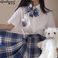 貴蘭姿碳灰格裙套裝jk制服裙日系校供百褶裙半身裙學(xué)院風(fēng)班服校服 咩?。ǜ袢?襯衫+領(lǐng)結(jié)） S