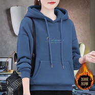 戀人世家加絨加厚衛衣女2025新款秋冬季休閑時(shí)尚顯瘦寬松百搭上衣外套女潮 fdir-【寶藍】 XL 建議105-120斤