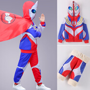 ULTRAMAN奧特曼衣服賽羅加絨加厚保暖套裝男童秋冬款蜘蛛俠萬(wàn)圣節兒童棉服 【迪迦】加絨套裝+雙面披風(fēng) 120 cm