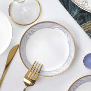 瑞玖 自由組合盤(pán)碗DIY西式骨瓷碗碟套具配套湯鍋湯勺自選餐具碗盤(pán) 深藍之戀5英寸月光碟