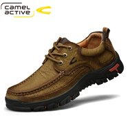 德國駱駝動(dòng)感（camel active）男鞋真皮皮鞋日常休閑鞋百搭潮鞋子系帶軟底開車鞋男 卡其 41