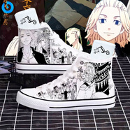 牧獸東京復仇者鞋子高幫鞋男女萬(wàn)字會(huì )帆布鞋動(dòng)漫圖案 東京復仇者黑白漫畫(huà)款C  44