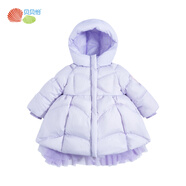 貝貝怡兒童羽絨服連帽外套女童冬裝2022新品保暖防風(fēng)寶寶衣服 淺紫 5歲/身高120cm