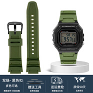 老皮匠 適配卡西歐W218H/AE-1200/SGW-300/400/MRW-200樹(shù)脂硅膠表帶 軍綠-黑色扣 18mm