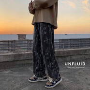 迪伽達(dá) 高街牛仔褲男寬松ins港風(fēng)闊腿褲春夏季新款潮牌直筒聯(lián)盟國(guó)潮男士 GYNZ-9070黑色 XL 【建議125-140斤】