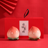 喜慶壽桃擺件大壽賀壽祝壽禮品送長輩祝壽賀壽禮品伴手禮回禮送爺爺奶奶外公外婆大壽老人創(chuàng)意生日禮物實用 喜慶紅一盒2罐壽桃包裝