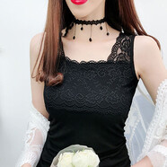 榮櫻春夏莫代爾蕾絲吊帶背心女時(shí)尚性感西服西裝內搭外穿內搭蕾絲女木代爾打底衫百搭職業(yè)裝上裝 黑色 加大碼 115-150斤
