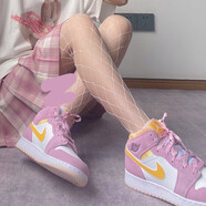 耐克（NIKE）女鞋新款 Air Jordan 1 Mid  AJ1  GS 中幫休閑運(yùn)動(dòng)籃球鞋 DC9517-600 櫻花粉 38