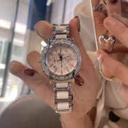 凱度（GAIDU）輕奢小眾手表正品名牌時(shí)尚機械風(fēng)鑲鉆陶瓷大表盤(pán)女士石英表禮物 陶瓷粉（送高檔禮盒套裝）