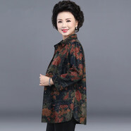 梵花秀50歲時尚媽媽裝外套印花上衣洋氣新款中老年女裝春秋氣質(zhì)外套風(fēng)衣 牡丹高端外套 2XL 建議穿120-130斤