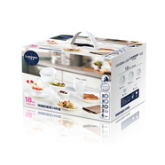 樂(lè )美雅餐具無(wú)鉛耐熱純白簡(jiǎn)約餐盤(pán)飯盤(pán)無(wú)鉛鋼化玻璃微波爐用迪瓦麗時(shí)光款 禮盒裝特瑞歐白玉餐具18件套