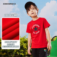 Converse 匡威兒童裝男童短袖t恤夏季新款打底大童透氣小女孩半袖運(yùn)動(dòng)T恤 學(xué)院紅-中性 150 /72 【建議身高140-152cm】