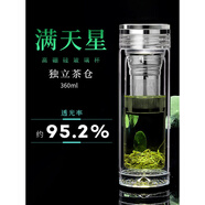 鋼盾鋼化玻璃杯水杯防摔男泡茶杯子水晶杯喝茶玻璃杯子玻璃杯雙層水杯 【水晶蓋】獨立茶倉 360ml