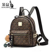 【特價(jià)撿漏】袋鼠香港潮牌女士真牛皮雙肩包字母印花少女生旅行背包 咖啡拼黑小號 長(cháng)寬高22*15*22cm