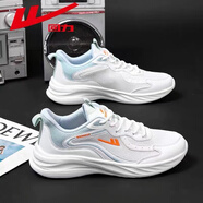 回力男鞋運動(dòng)鞋男春夏新款超輕透氣休閑防滑耐磨厚底減震跑步鞋男 0708白青藍 44