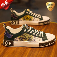 貴作輕奢品牌男鞋春夏季時(shí)尚歐洲站高端潮流板鞋休閑運動(dòng)鞋子男百搭 B5078綠色【皮面】 42