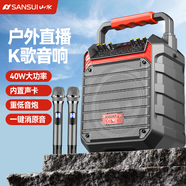 山水（SANSUI）D35S廣場舞音響戶外K歌直播帶聲卡超重低音炮便攜式藍(lán)牙音箱播放器帶雙話筒電木吉他民謠樂器音箱