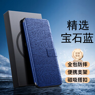 Suoaige 三星a55手機(jī)殼a54保護(hù)套a53真皮翻蓋式皮套全包磨砂防摔磁吸外殼支架商務(wù)錢包式男女士超薄殼 【藍(lán)色】翻蓋支架皮套 三星a54