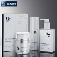 赫恩（H&E）男士美白煥顏護膚品套裝洗面奶200g爽膚水120ml面霜50g面膜6片/盒