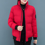 啄木鳥冬裝棉襖外套棉服女冬季2025新款短款加厚保暖棉衣外套 紅色 M (80-95斤)