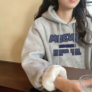 嬌茹妮 國潮ins連帽衛(wèi)衣女oversize秋冬韓版寬松女學生原宿風上衣外套潮 灰色字母M（薄款） 3XL(165—190斤）