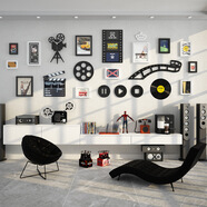 抖音電影院裝飾畫(huà)影視相框組合掛墻場(chǎng)記板創(chuàng  )意照片墻實(shí)木簡(jiǎn)約畫(huà)框 D款25件尺寸267*97cm 整套 +安裝配件