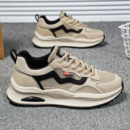 南極人（Nanjiren）莆田阿甘男鞋秋冬透氣網(wǎng)面運動(dòng)跑步鞋休閑增高百搭青少年老爹潮鞋 杏色 39現貨速發(fā)