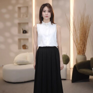 溫萊蔓莎搭配西裝的無(wú)袖襯衫女內搭疊穿神器春季花邊立領(lǐng)背心女式職業(yè)襯衣 白色 XL 建議120-135斤