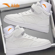 安踏男童運動(dòng)鞋高幫板鞋空軍一號白色小白鞋6-16歲大童休閑鞋 白色 38 內長(cháng)24.0cm