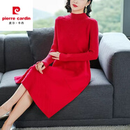 皮爾卡丹羊毛針織連衣裙女冬天配d衣的2023春冬新款洋氣加厚打底衫內(nèi)搭毛 紅色 2XL 125-135斤