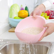 迦塔（JIATA）淘米器淘米篮家用厨房洗米筛淘米盆蔬菜水果筐沥水洗菜盆 白色