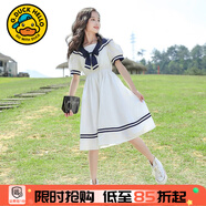 G.DUCKKIDS童裝女童連衣裙夏季薄款洋氣兒童公主裙中大童小女孩夏裝學(xué)院風(fēng)裙 白色蝴蝶結QZ26031- 150 適合身高140-150cm年齡11-12