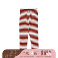 幼悠女童加絨加厚條紋打底褲冬季萌趣可愛防風(fēng)保暖百搭寬松休閑褲 紅色條紋 90cm