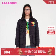 拉拉波波設(shè)計(jì)感格子羽絨服女秋冬新款黑色簡(jiǎn)約休閑多口袋外套LBCC-WSYR11 黑色 L 170