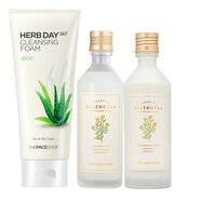 The Face Shop 菲詩小鋪金盞花清潤保濕精華水乳液潔面套裝補(bǔ)水化妝水乳液護(hù)膚