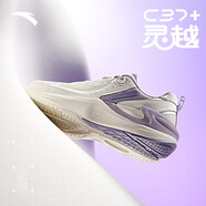 安踏（ANTA）C37+靈越軟底緩震跑步鞋新款女透氣運(yùn)動鞋休閑鞋 象牙白/淡紫灰-2 37.5