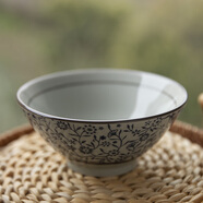 和風(fēng)四季日式釉下彩餐具陶瓷飯碗家用米飯碗手繪陶瓷碗湯碗米飯碗復古 5英寸青花喇叭碗(300ml)