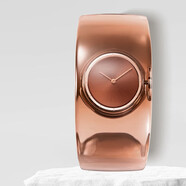 三宅一生三宅一生表盤(pán)透明表帶手鐲式石英女士手表吉岡德仁紅棕NY0W006Y