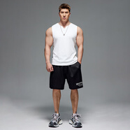 MUSCLE DOG肌肉狗 健身背心男潮牌純色緊身小V領(lǐng)無袖工字運動訓(xùn)練健身衣服 白色 S