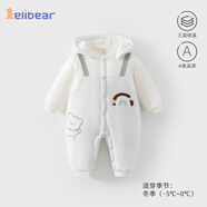 顆粒熊（KELIXIONG）新生嬰兒衣服冬季加厚連體衣卡通連帽寶寶衣服可愛小熊長袖外出服 云彩面包藍色（320克） 80cm