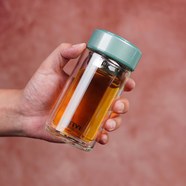 詩(shī)特意玻璃杯雙層便攜迷你杯透明男女士喝茶水杯子防燙帶蓋耐高溫簡(jiǎn)約款 綠 220ml