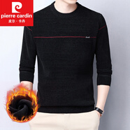 皮爾卡丹（pierre cardin）秋冬款男士雪尼爾毛衣打底衫圓領(lǐng)針織衫春秋季男裝上衣寬松秋衣 9826黑色(加絨) 加厚 XL 175/52/115